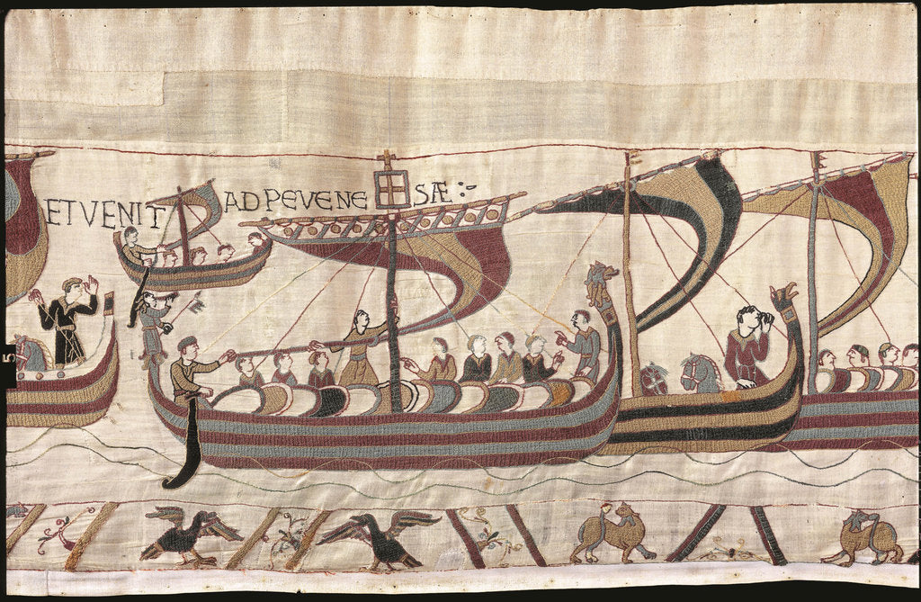 Detail of The Bayeux Tapestry. Scene 38: William and His Fleet Cross the Channel, ca 1070 by Anonymous