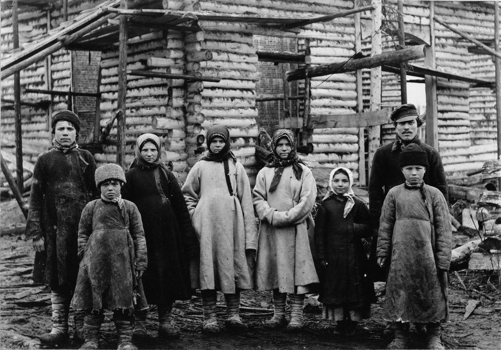 Detail of The peasants at the construction of the metallurgical plant near Kaluga, 1902 by Anonymous