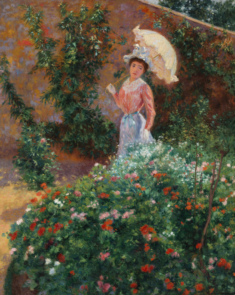 Detail of Young woman in a garden, c. 1890 by Anonymous