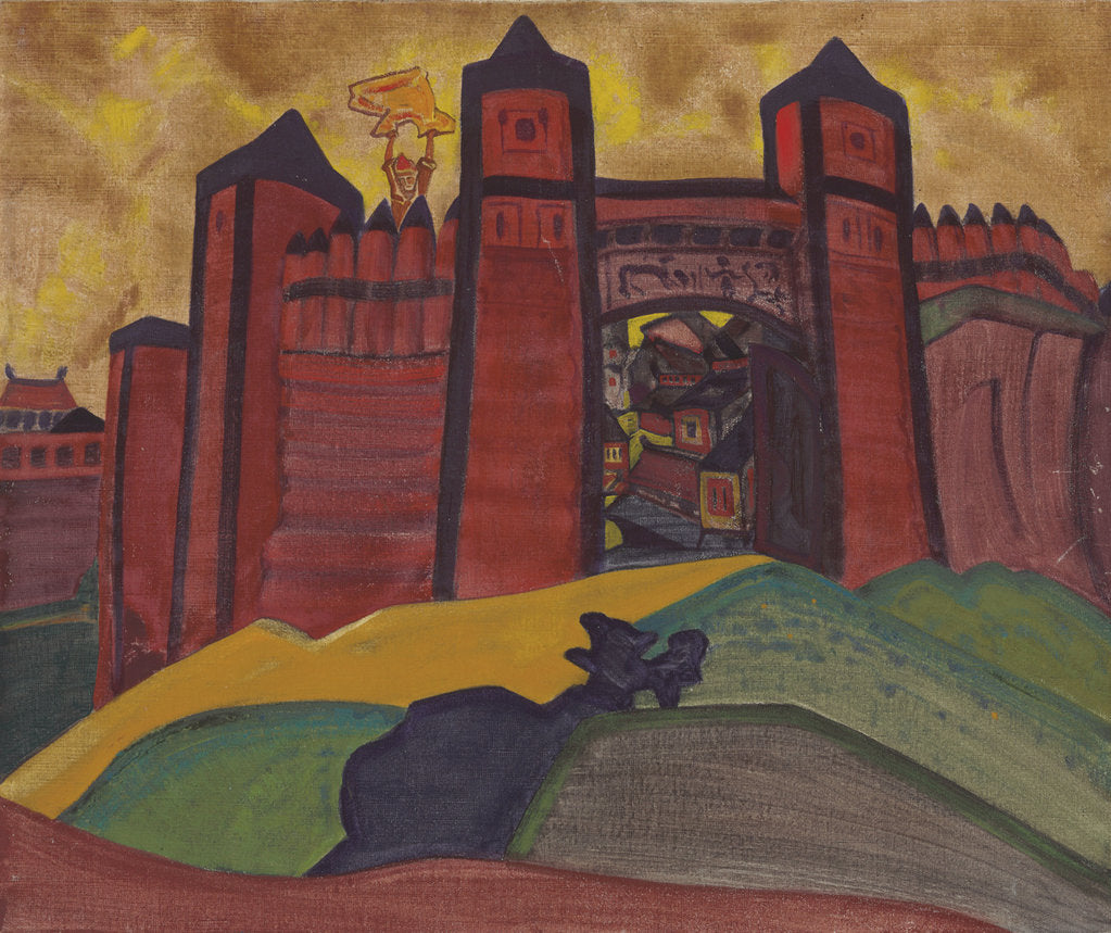 Detail of The Gates of Tmutarakan. Stage design for the opera The Tale of Tsar Saltan by N. Rimsky-Korsakov, 1 by Anonymous