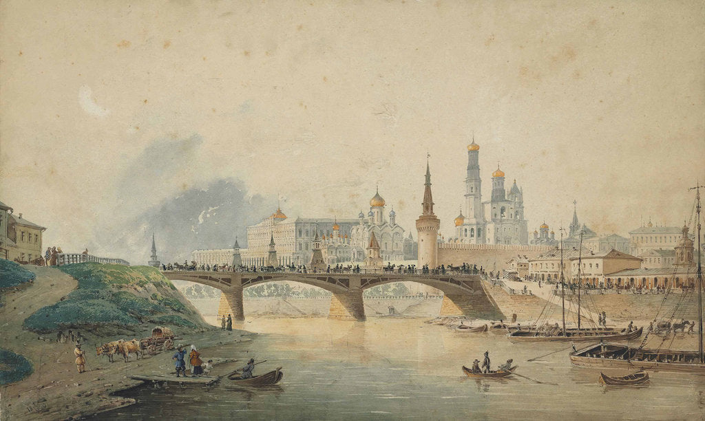 Detail of View of the Kremlin and Moskvoretsky bridge from the Moskva River embankment, 1870 by Anonymous