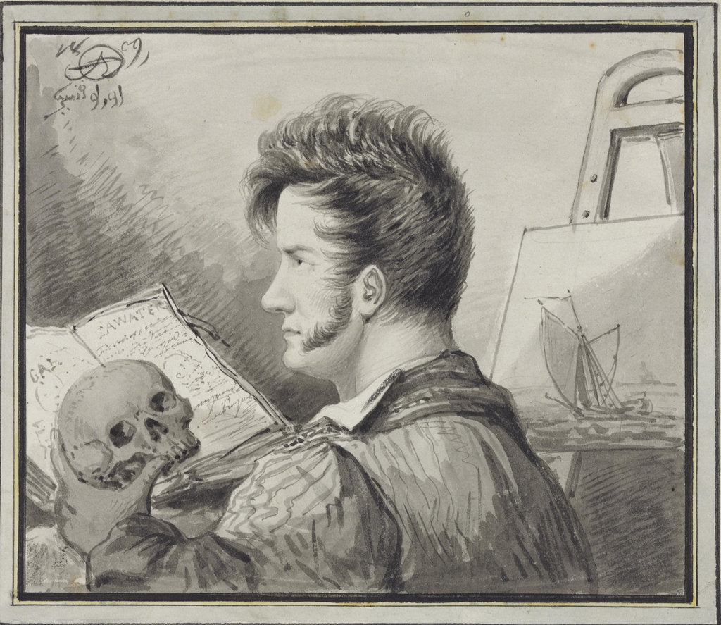 Detail of Self-portrait with skull, 1809 by Anonymous