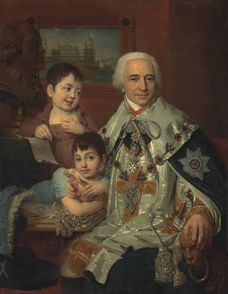 Detail of Portrait of Admiral Count Grigory Grigoryevich Kushelev with children, 1809 by Anonymous