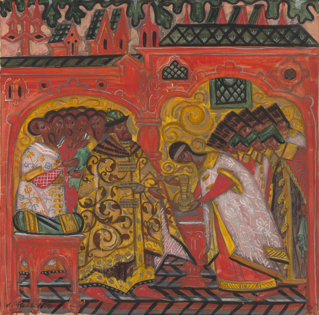 Detail of Betrothal of the Tsar Alexei Mikhailovich and Natalia Naryshkina, 1916 by Anonymous