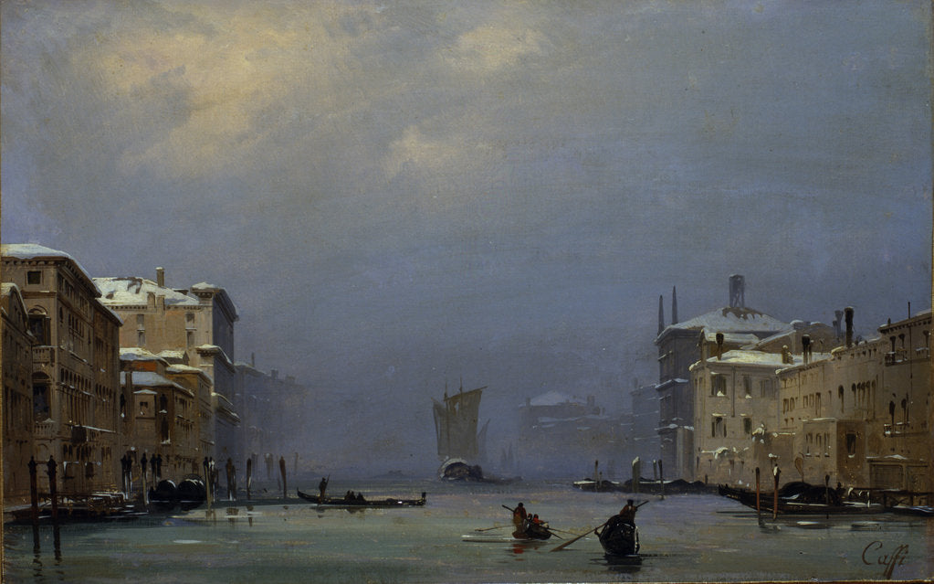 Detail of Snow and fog on the Grand canal, c. 1840 by Anonymous