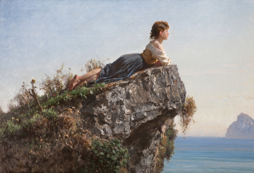 Detail of La fanciulla sulla roccia a Sorrento (The girl on the rock in Sorrento), 1871 by Anonymous
