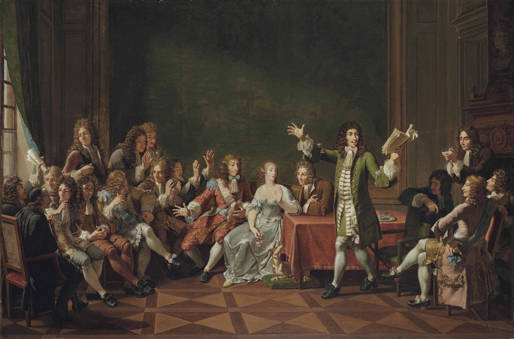 Detail of Molière reading from his comedy Tartuffe at the home of Ninon de LEnclos, 1802 by Anonymous