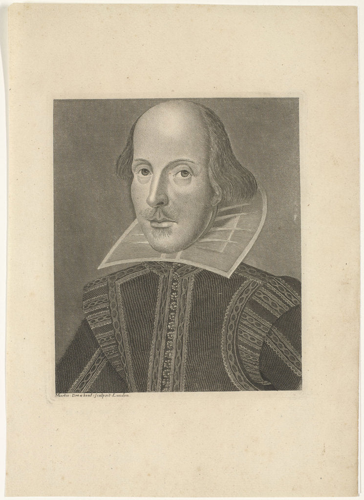 Detail of Portrait of William Shakespeare, ca 1625 by Anonymous