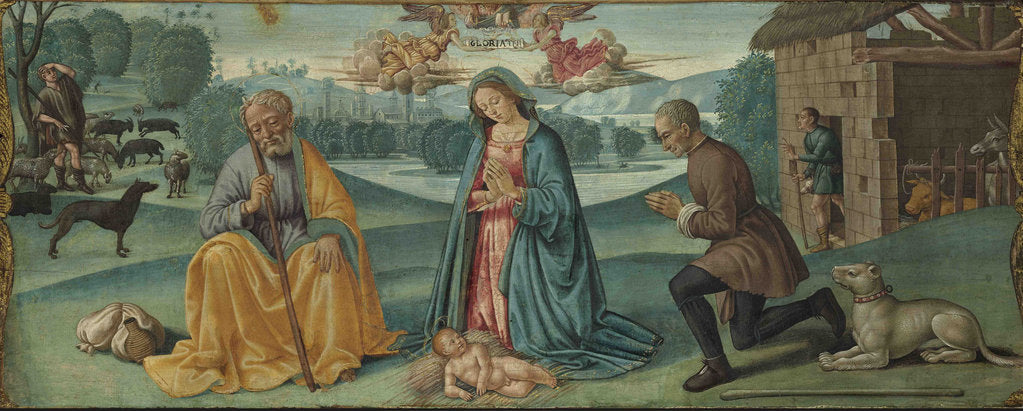 Detail of The Adoration of the Shepherds with Filippo Strozzi (predella of the Lecceto Altarpiece), 1487-1488 by Anonymous