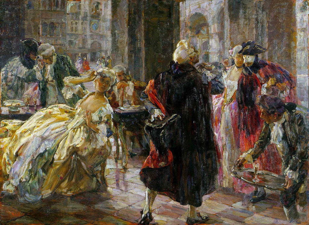 Detail of Caffè Florian in the 18th century, 1909 by Anonymous