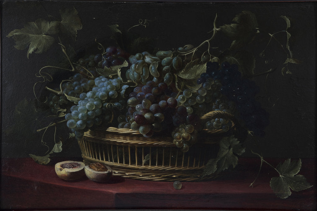 Detail of Still life with a basket of grapes by Anonymous