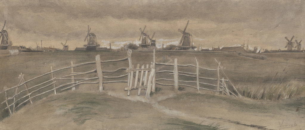 Detail of Windmills at Dordrecht (Weeskinderendijk), 1881 by Anonymous