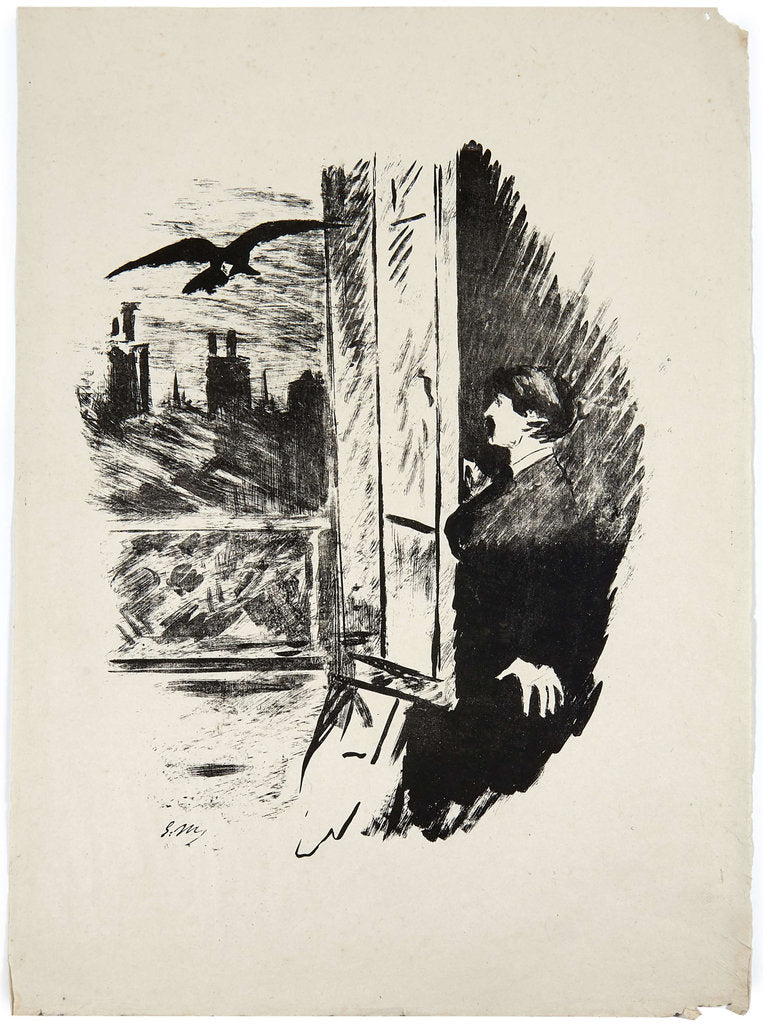 Detail of Illustration for the poem Le Corbeau (The Raven) by Edgar Allan Poe, 1875 by Anonymous