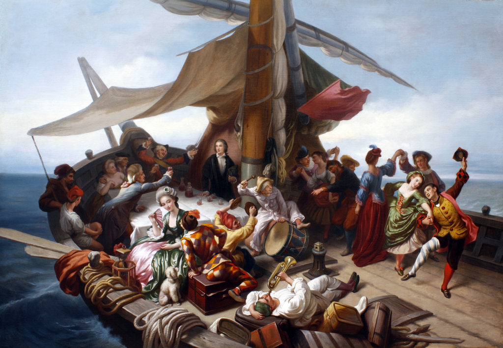 Detail of La barca dei comici:: the Carlo Goldonis journey from Rimini to Chioggia, ca 1855 by Anonymous