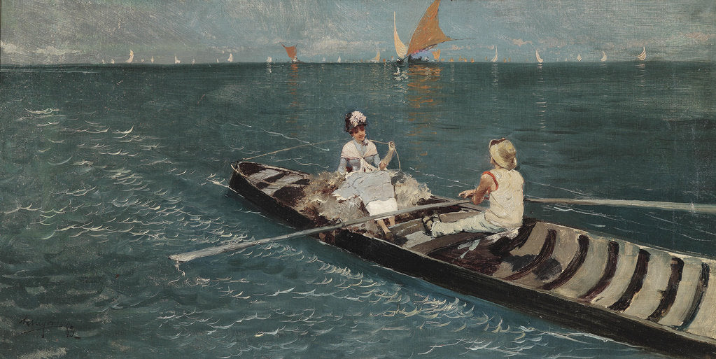 Detail of Boat trip in the lagoon, 1883 by Anonymous