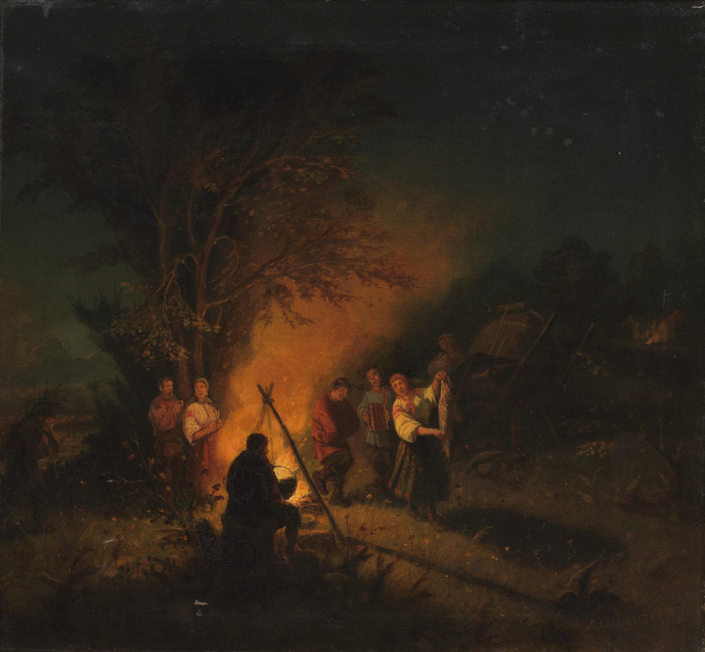 Detail of Around the Campfire by Anonymous