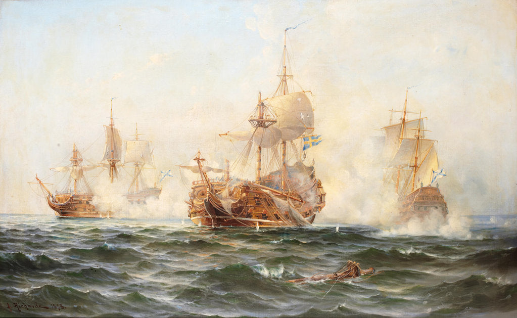Detail of HMS Wachtmeister fighting against the Russian squadron on Juny 4, 1719, 1895 by Anonymous