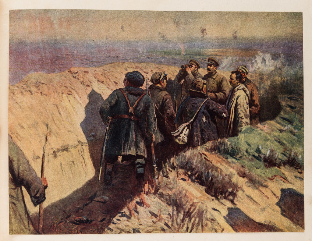 Detail of Stalin, Voroshilov and Shchadenko in the trenches of Tsaritsyn, 1934 by Anonymous