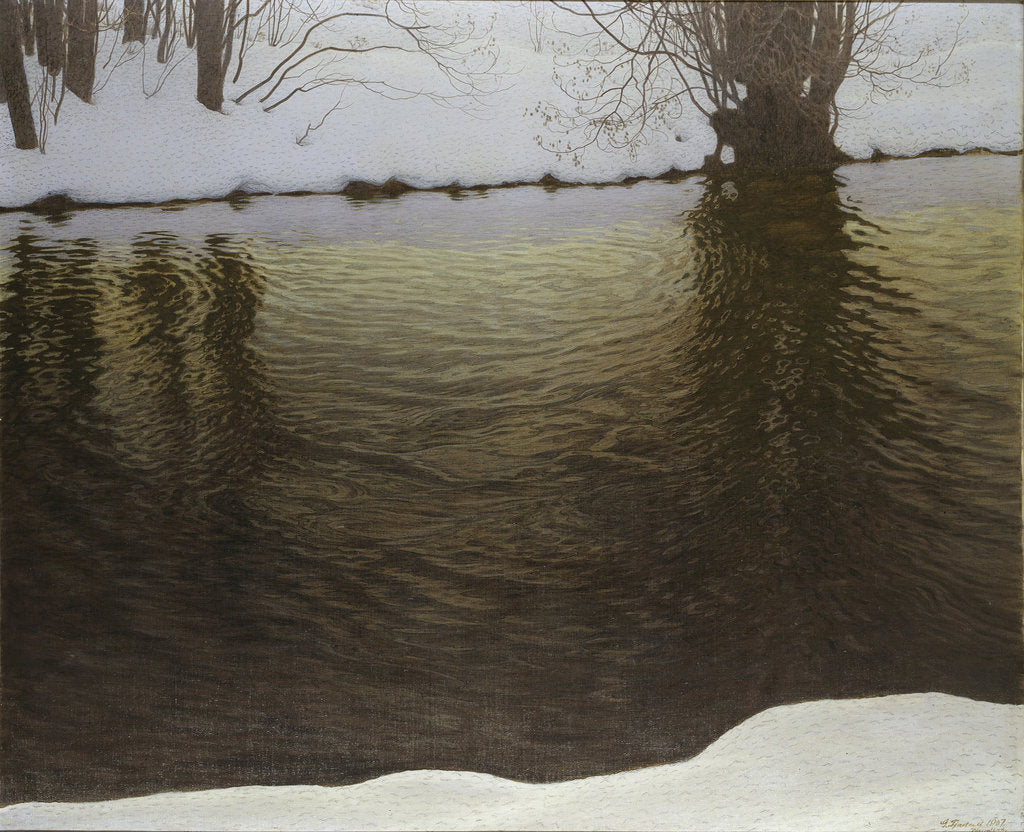 Detail of Winter Evening by a River, 1907 by Anonymous