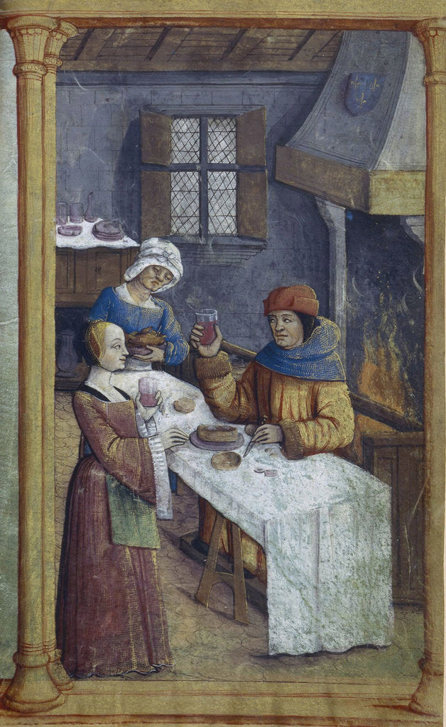 Detail of The maids. Miniature from Livre dheures , Late 15th cen by Anonymous