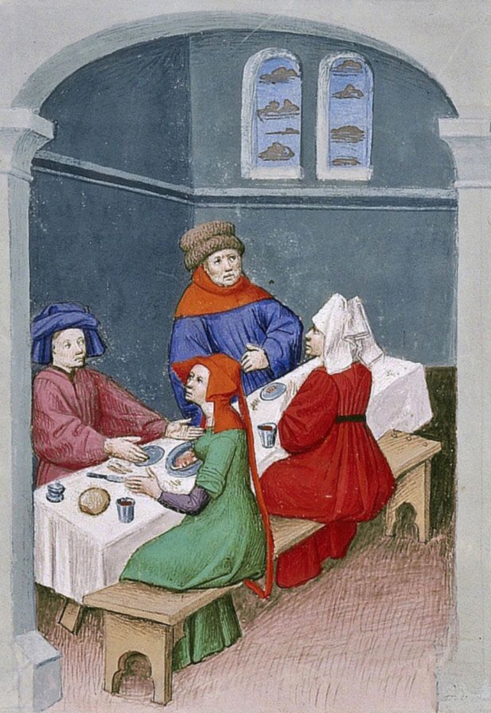 Detail of The meal. Miniature from The Decameron by Giovanni Boccaccio, 1432 by Anonymous