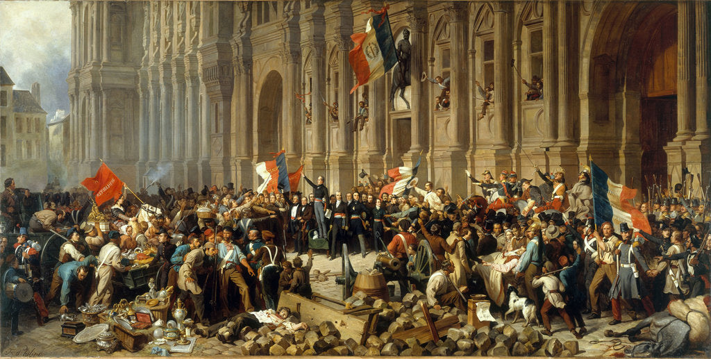 Detail of Lamartine in front of the Town Hall of Paris rejects the red flag on 25 February 1848 by Anonymous