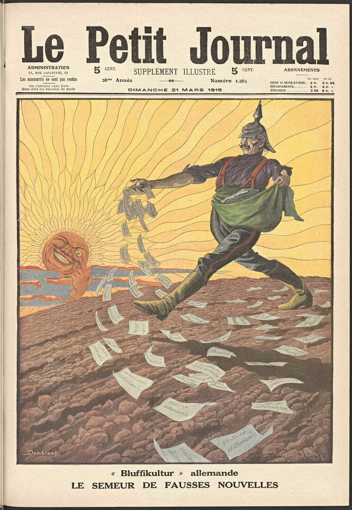 Detail of Le semeur de fausses nouvelles. (The sower of false news). Le petit journal, 1915 by Anonymous