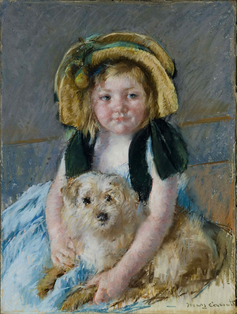 Detail of Sara with her dog, ca 1901 by Anonymous