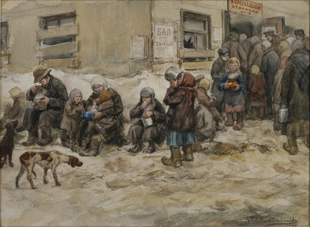 Detail of Hungry years in Petrograd. A Communal dining room by Anonymous