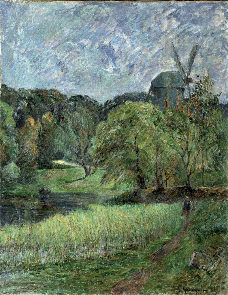 Detail of Le Moulin de la Reine dans le parc Østervold (The Queens Mill, Østervold Park), 1885 by Anonymous