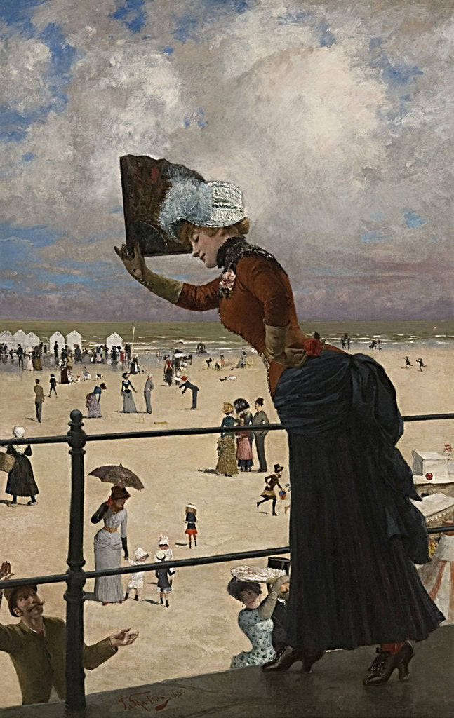 Detail of Lady on the walkway of a seaside resort, 1883 by Anonymous
