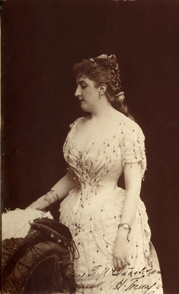 Detail of Portrait of the opera singer Maria Pavlovna Benardaki, née Leybrock, 1880s by Anonymous