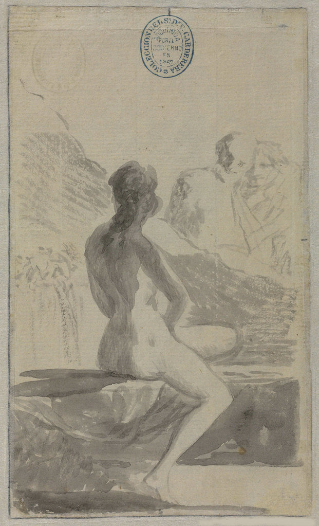 Detail of Young woman at the Well (Susanna and the Elders?) from the Madrid Album, 1795 by Anonymous