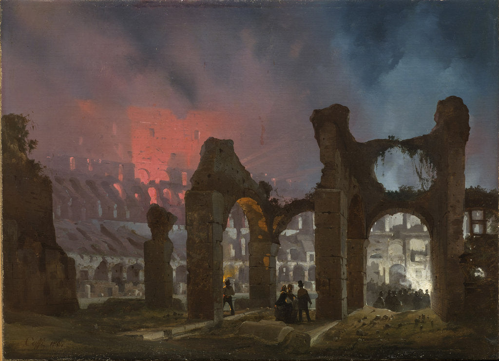 Detail of Romes Colosseum illuminated, 1864 by Anonymous