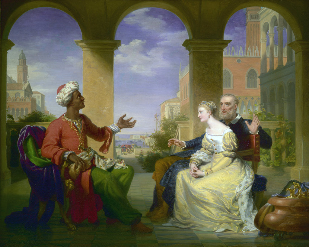 Detail of Othello relating the story of is life to Brabantio and Desdemona by Henri Jean-Baptist Victoire Fradelle