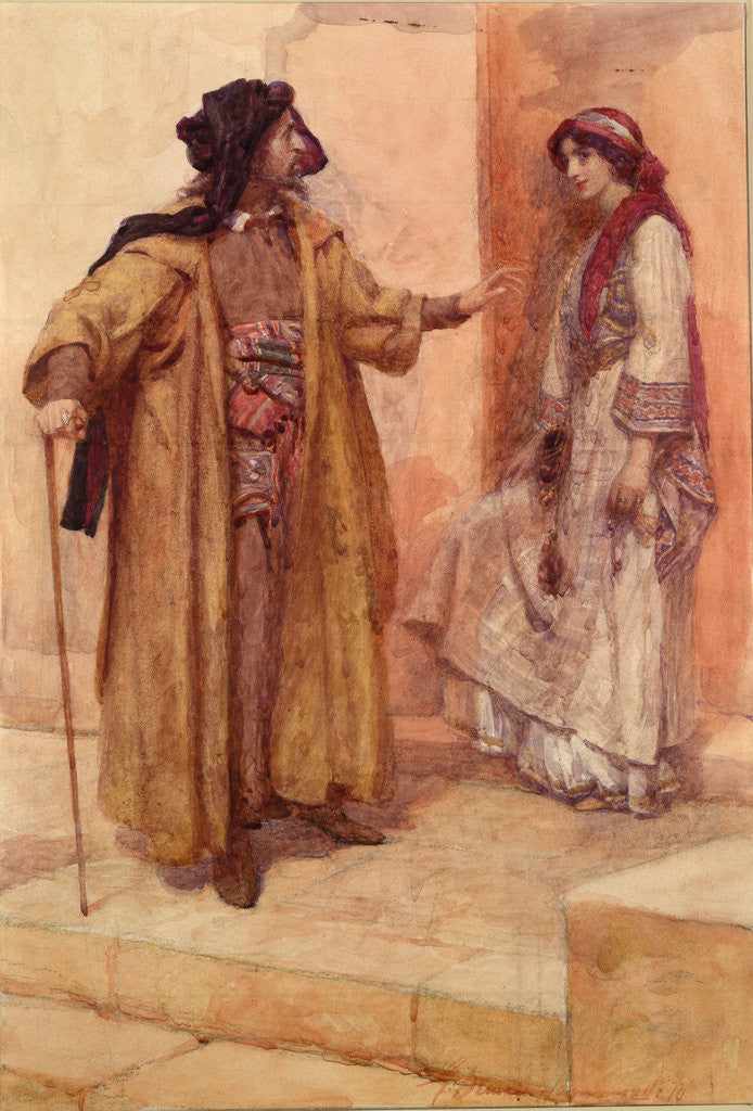 Detail of Merchant of Venice, Act II, Sc. v, Shylock and Jessica by Gertrude Demain Hammond