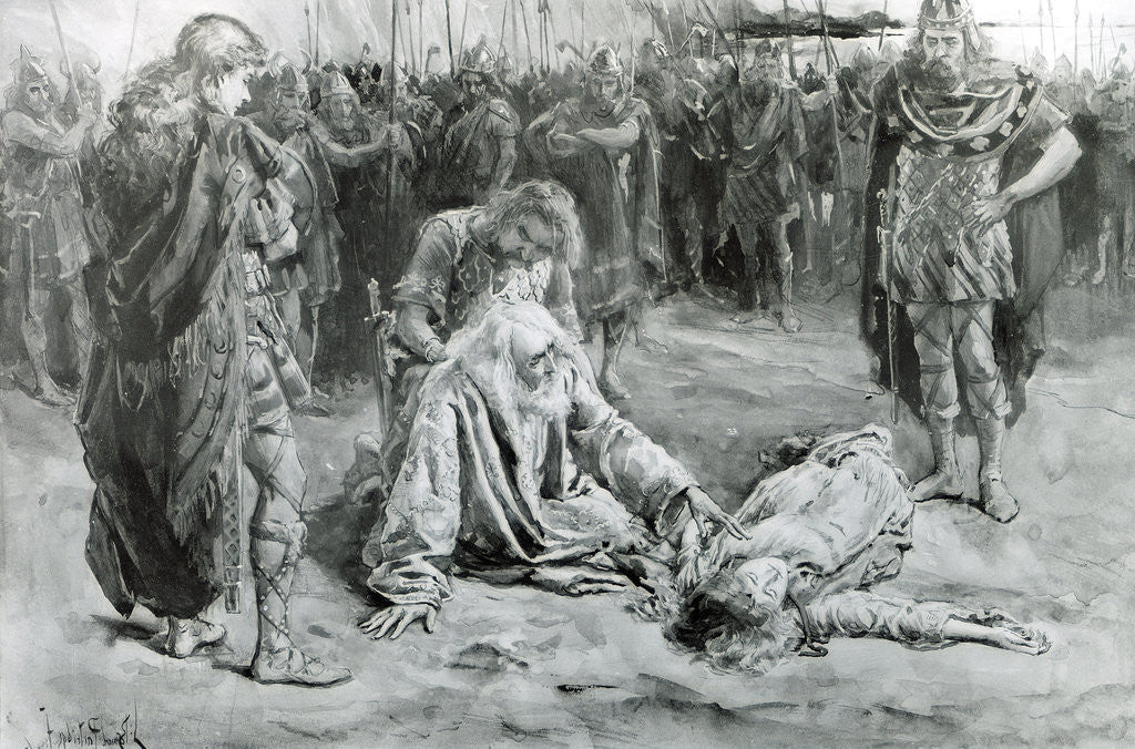 Detail of King Lear and Cordelia by Bernard Patridge