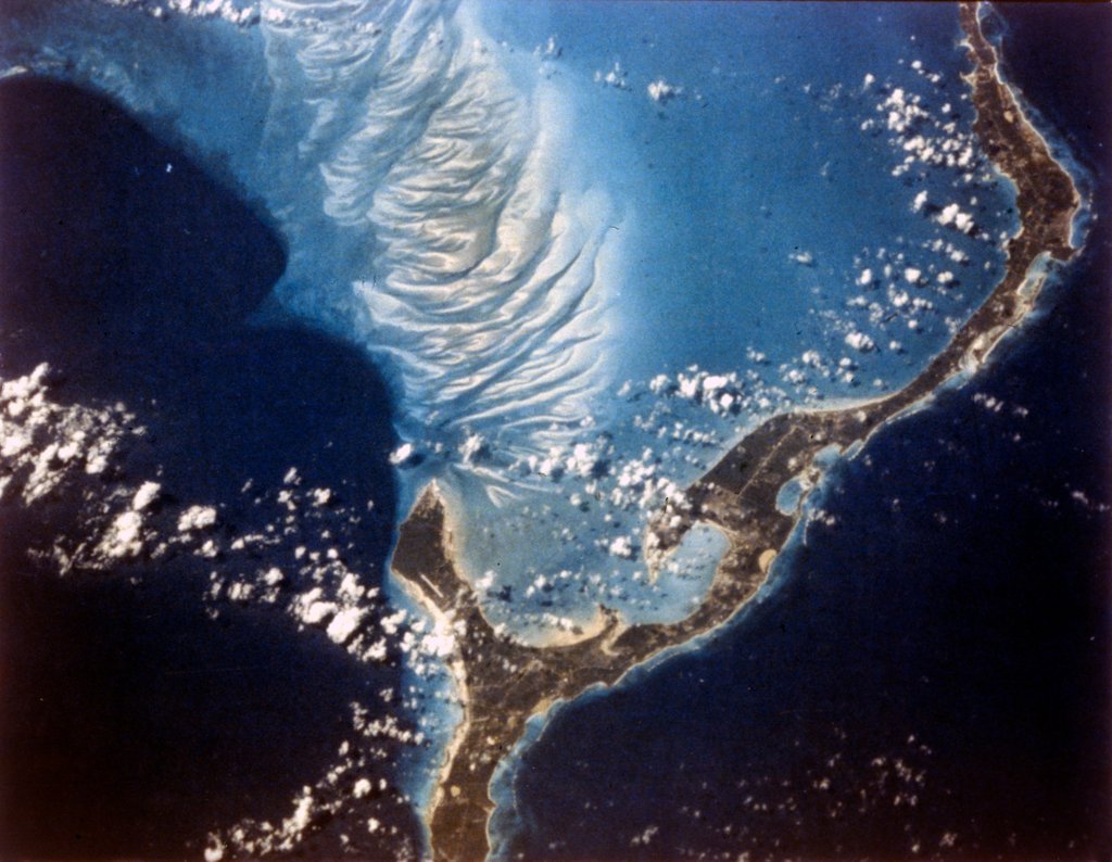 Detail of Earth from space - Eleuthera Island, Bahamas, c1980s by NASA