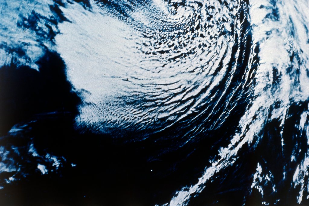 Detail of Earth from space - cyclone, c1980s by NASA