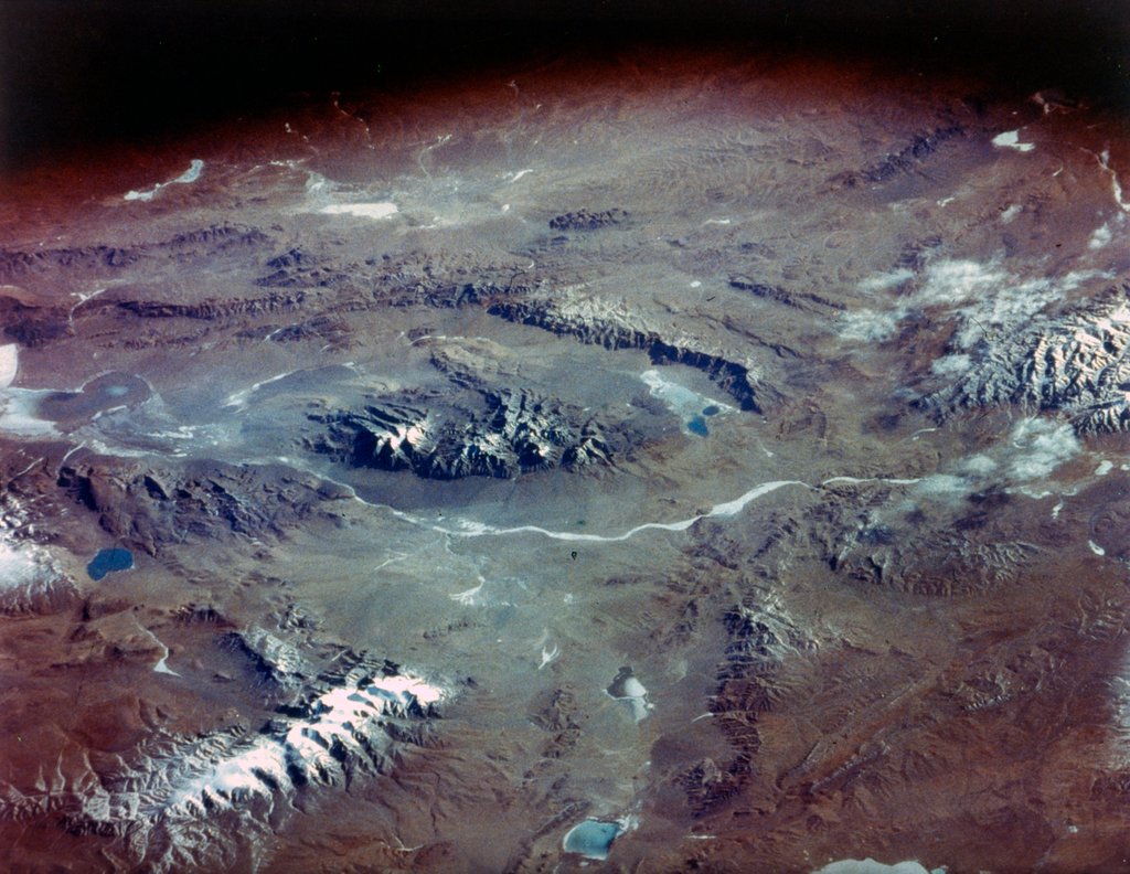 Detail of The Tibetan Plateau seen from aboard the first Space Shuttle flight, April 1981 by NASA