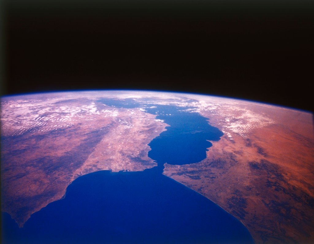 Detail of Earth from space - the Straits of Gibraltar, c1980s by NASA