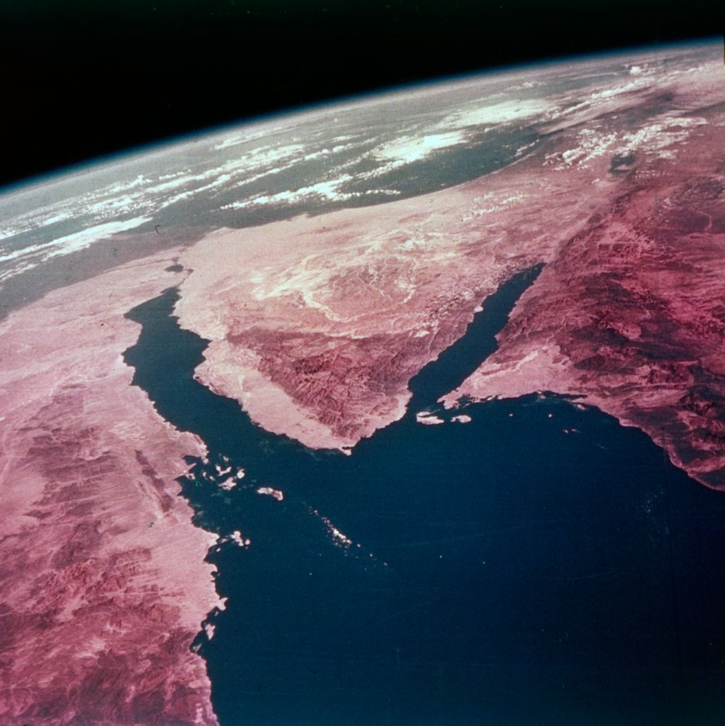 Detail of Earth from space - the Sinai Peninsula, Egypt, c1980s by NASA