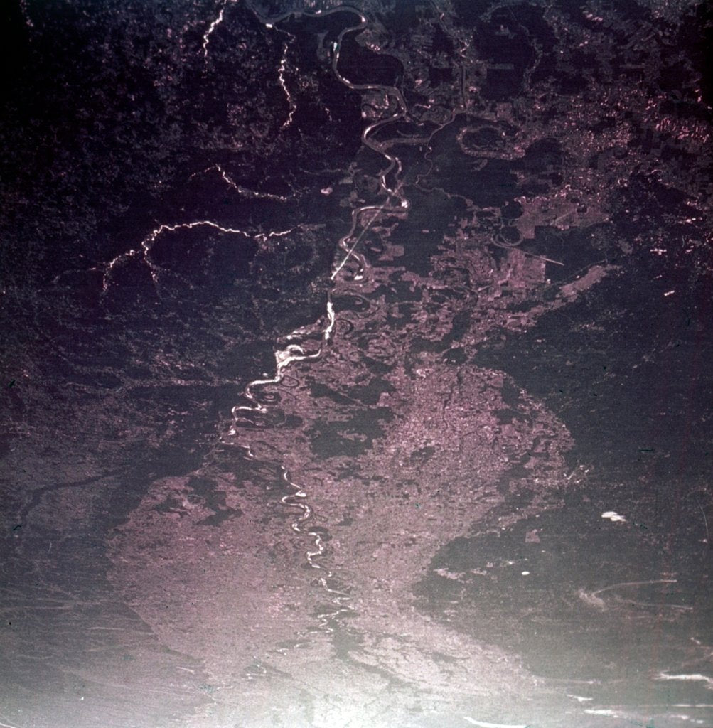 Detail of Earth from space - the Mississippi River in Louisiana, USA, c1980s by NASA