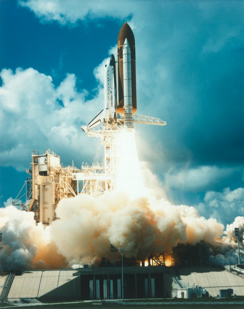 Detail of Space Shuttle 'Atlantis' launching from Kennedy Space Center, USA, 1980s by NASA