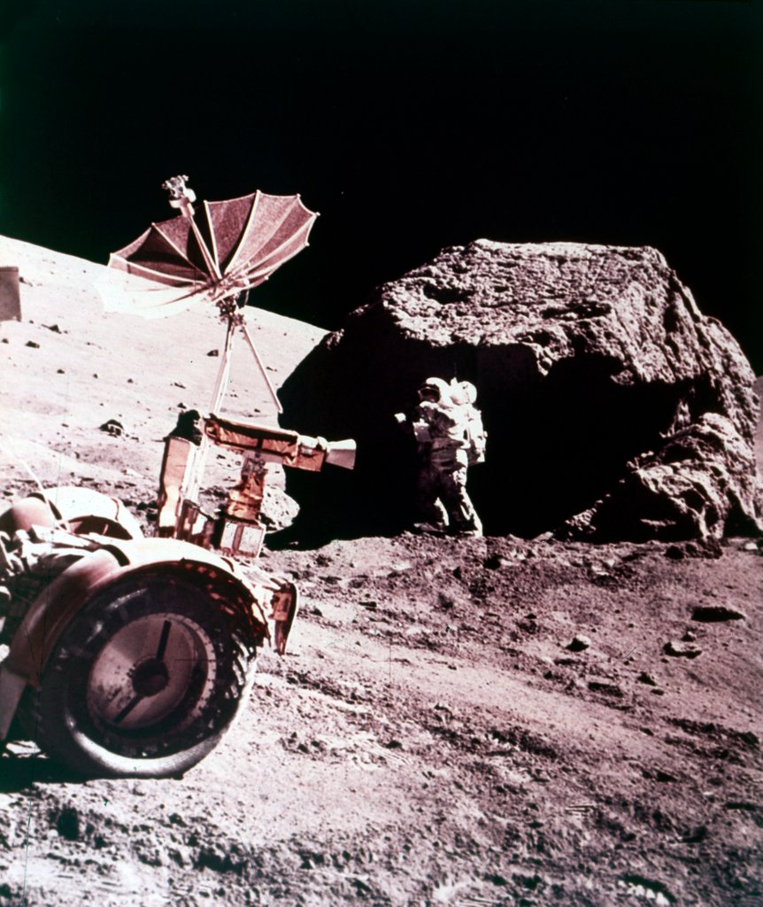 Detail of Astronaut with Lunar Roving Vehicle on the Moon, 1970s by NASA