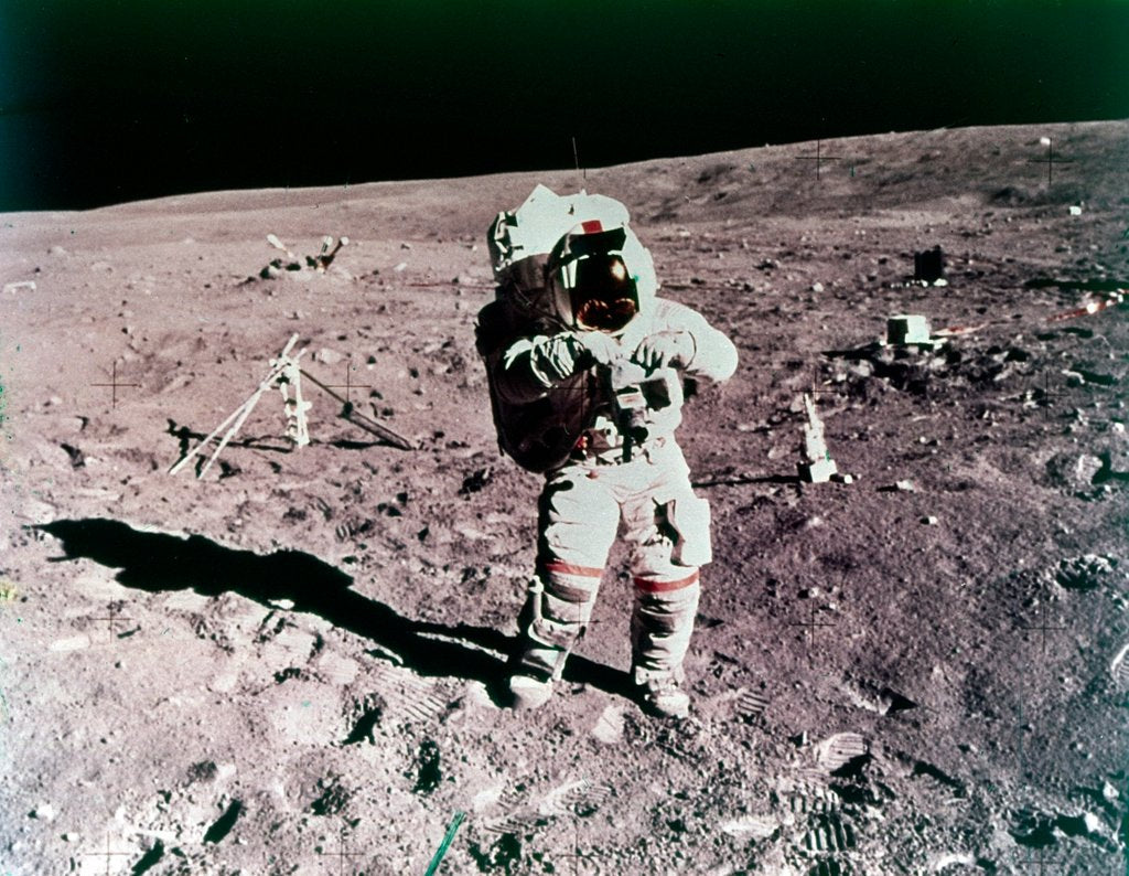 Detail of Astronaut John Young on the lunar surface, Apollo 16 mission, April 1972 by Charles Duke