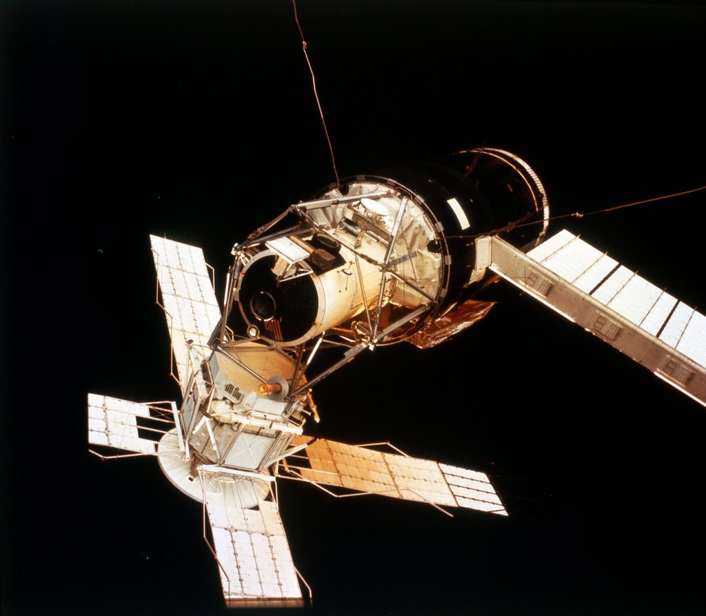 Detail of Skylab Space Station cluster seen from Command Module 3, 1973 by NASA