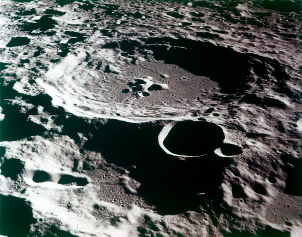 Detail of Close-up view of a crater on the surface of the Moon by NASA