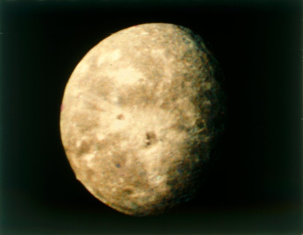 Detail of Oberon, moon of Uranus, from Voyager 2, 24 January 1986 by NASA