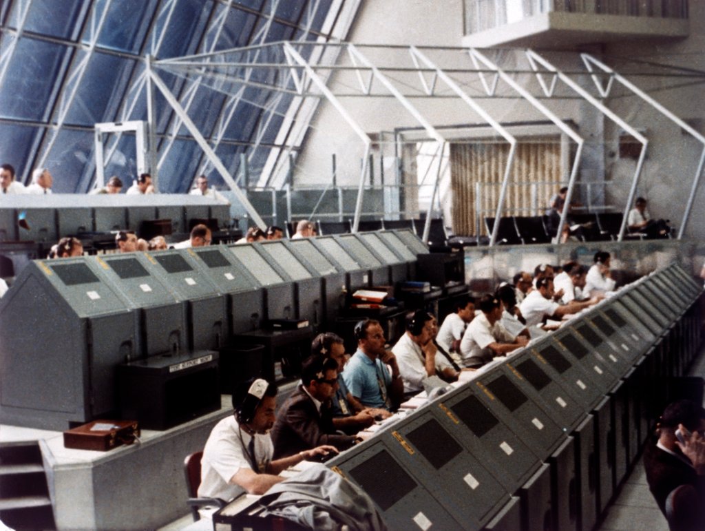 Detail of Launch Control Center in the John F Kennedy Space Center, Florida, USA, July 1969 by NASA